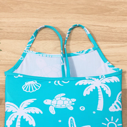 Girls' One-Piece Swimsuit Athletic Style Bathing Suits Kids Summer Beach Vacation Swimwear Print Swimming Costume
