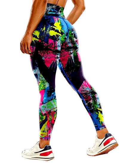 Women's 50-color high-waist printed yoga pants, hip-lifting tight quick-drying sports yoga pants