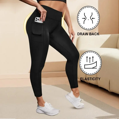 Women's High-Waisted Plus Size Yoga Leggings Butt-Lifting Workout Leggings with Pockets Elastic Activewear for Gym & Running