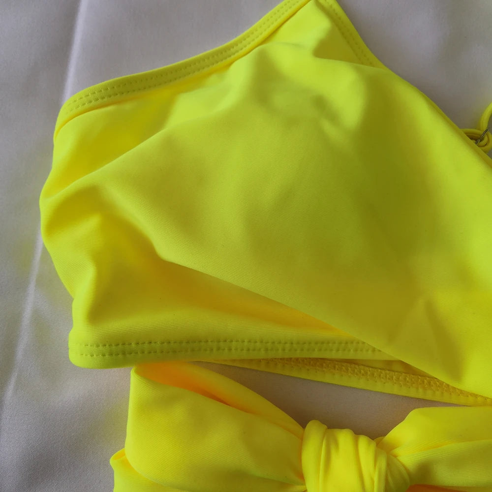 Bikini Two Piece Suit Cross Front Slim High Waisted Bottom Solid/Print Breathable Quick Drying Beachwear