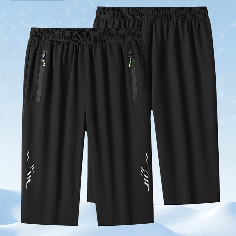 【 M-8XL 】 Men's sports ice silk shorts summer fashion plus size pants quick drying simple breathable cool running shorts
