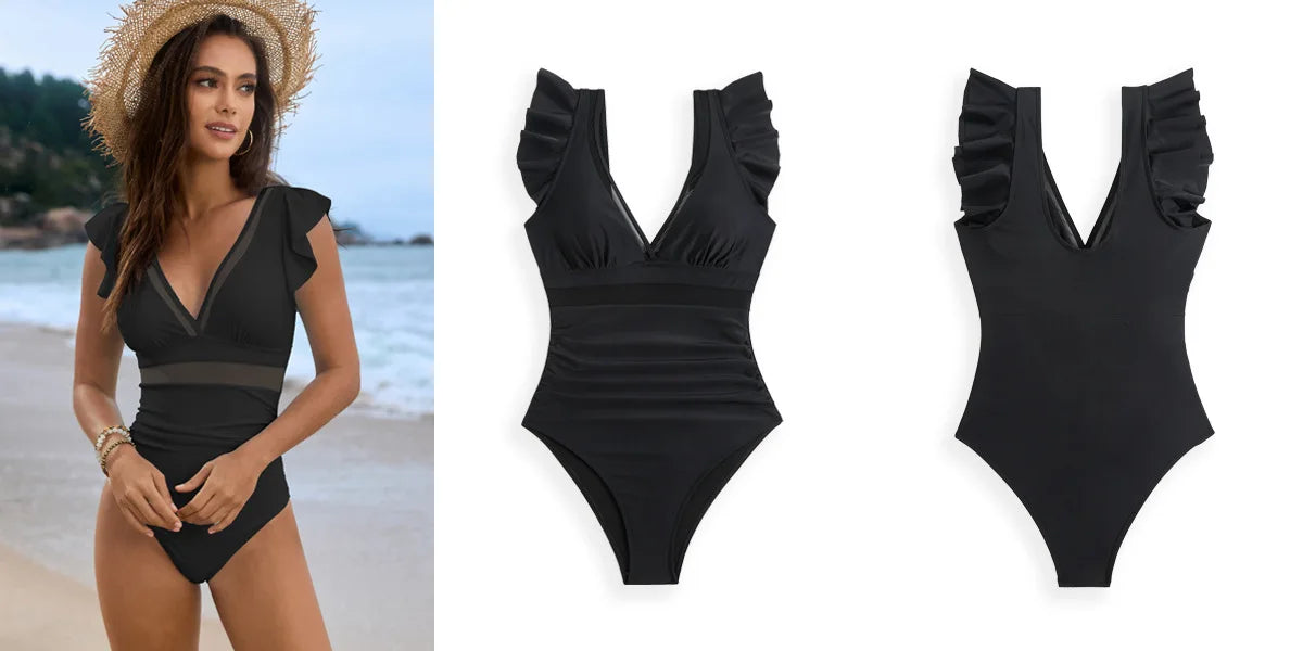 Mesh One Piece Swimsuits Closed Women's Swimwear Push Up For Swimming Wear Body Bathing Suits Beachwear Pool Bather