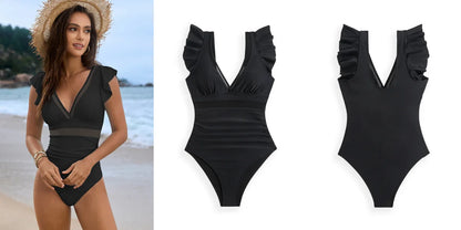 Mesh One Piece Swimsuits Closed Women's Swimwear Push Up For Swimming Wear Body Bathing Suits Beachwear Pool Bather