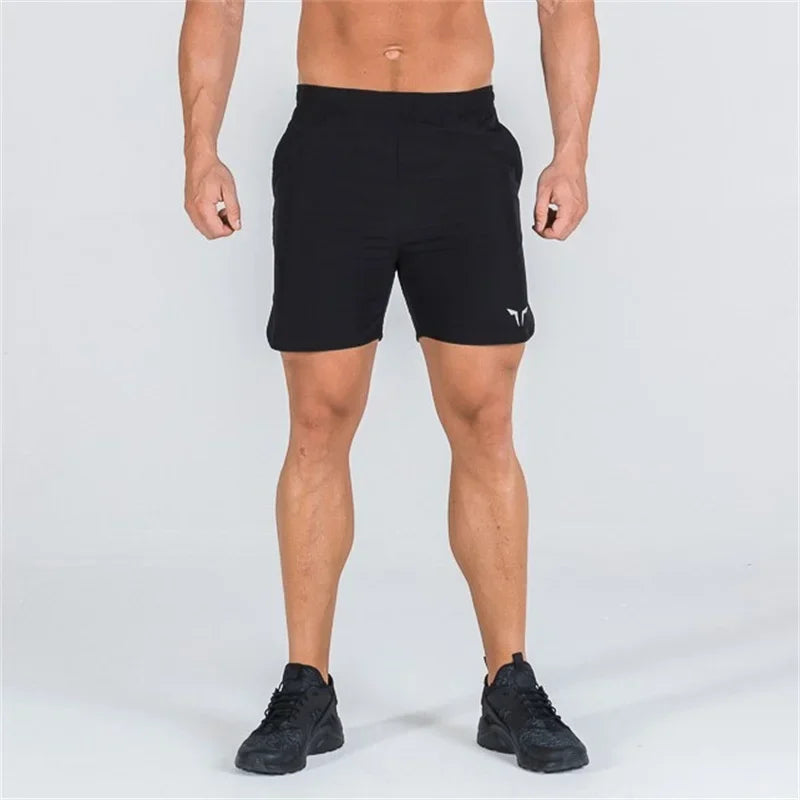 Men summer Double-deck fitness sports shorts slim quick drying breathable woven Shorts Men's sweatpants training gym clothing