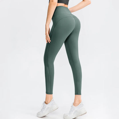 Women Yoga Pants Tight High Waist Hip Raise Mesh No T-shaped Stitches Sports Leggings for Fitness