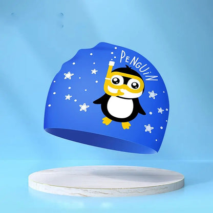 Lightweight Waterproof Children Swimming Cap Silicone Cartoon Kid Swimming Hat Protect Ears Animal Bathing Hats Cap Swimming Pool