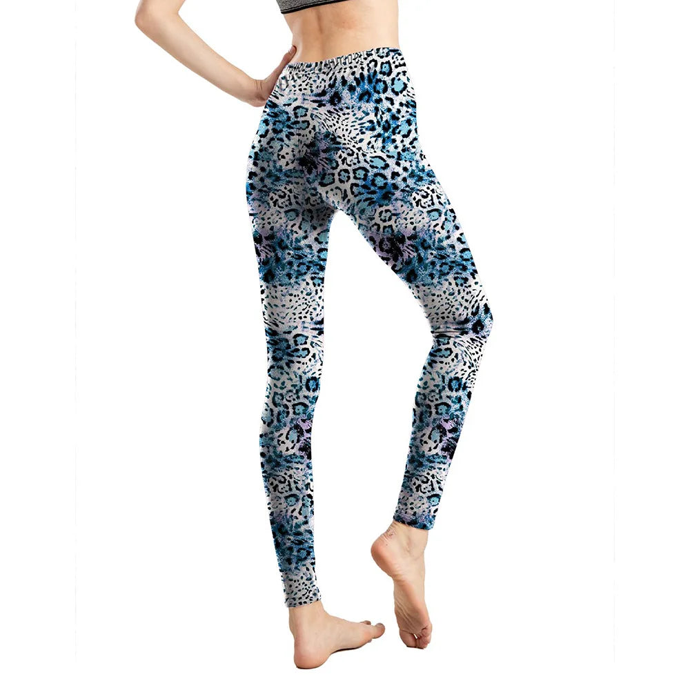 Women's  High Waist Leggings Sportwear Workout Women Jeggings Elastic Pants Leopard Summer Printed Stripe Fitness Leggins