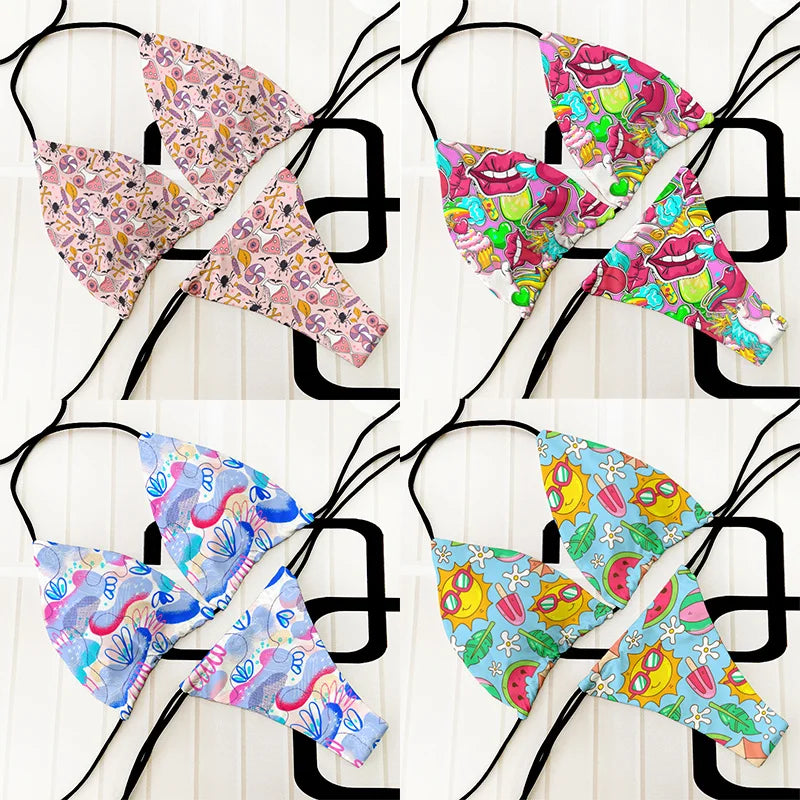 Summer Women Biquini Two Piece Suits Bikini Swimsuit Swimwear Lace Up Bikinis Set Backless Bathing Suit For Female