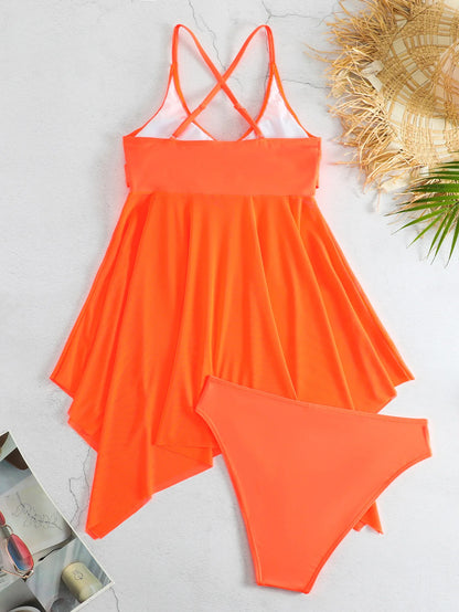 VigoCasey Solid Strapped Swimwear Women Mesh Patchwork Tankini Set Backless Push Up Swimsuit Summer Beach Bathing Suit