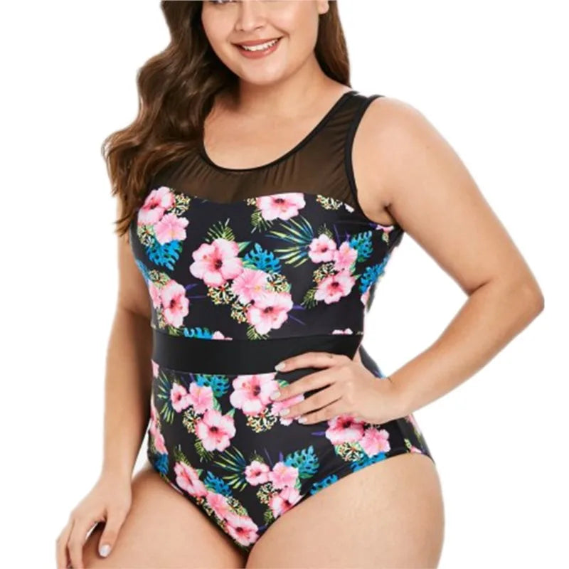 One Piece Plus Size High Waist Swimsuit Women Push Up Large Size Swimsuit Summer Mujer Big Size Tummy Control Swimwear