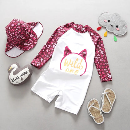 Girls Swimwear One Piece Baby Swimsuit UPF50 UV Protection Infant Toddler Beach Clothes Flamingo Children Swimming Bathing Suit