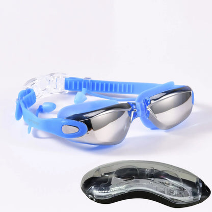 Professional Adult Anti-fog Swimming Goggles with Earplugs Men Women Swim Leak Proof Adjustable UV Protection Eyewear