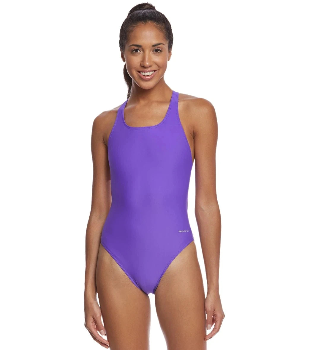 Women Swimsuit Sporti Solid Wide Strap One Piece Swimsuit Lycra Swimwear Open Water Functional Training Contest Swimsuit