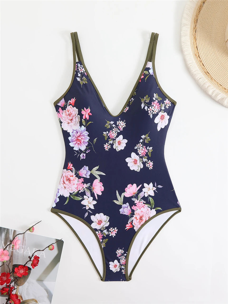 Floral Print One Piece Swimsuit Women Fashion Conservative Swimwear Female Bathing Swimming Bodysuit Beach Wear Summer