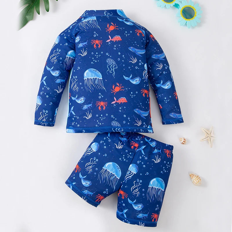 Kids' Cartoon Print Two-Piece Swim Set