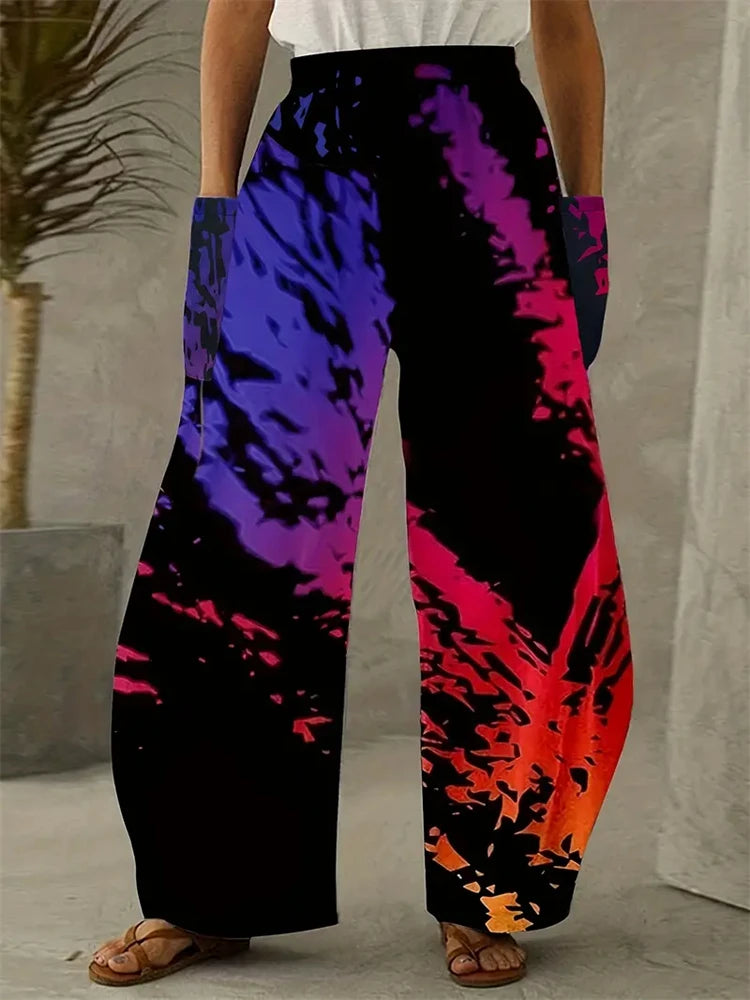 Women's Wide-legged Pants Exquisite Fun Colours Printing Pants Multi Options