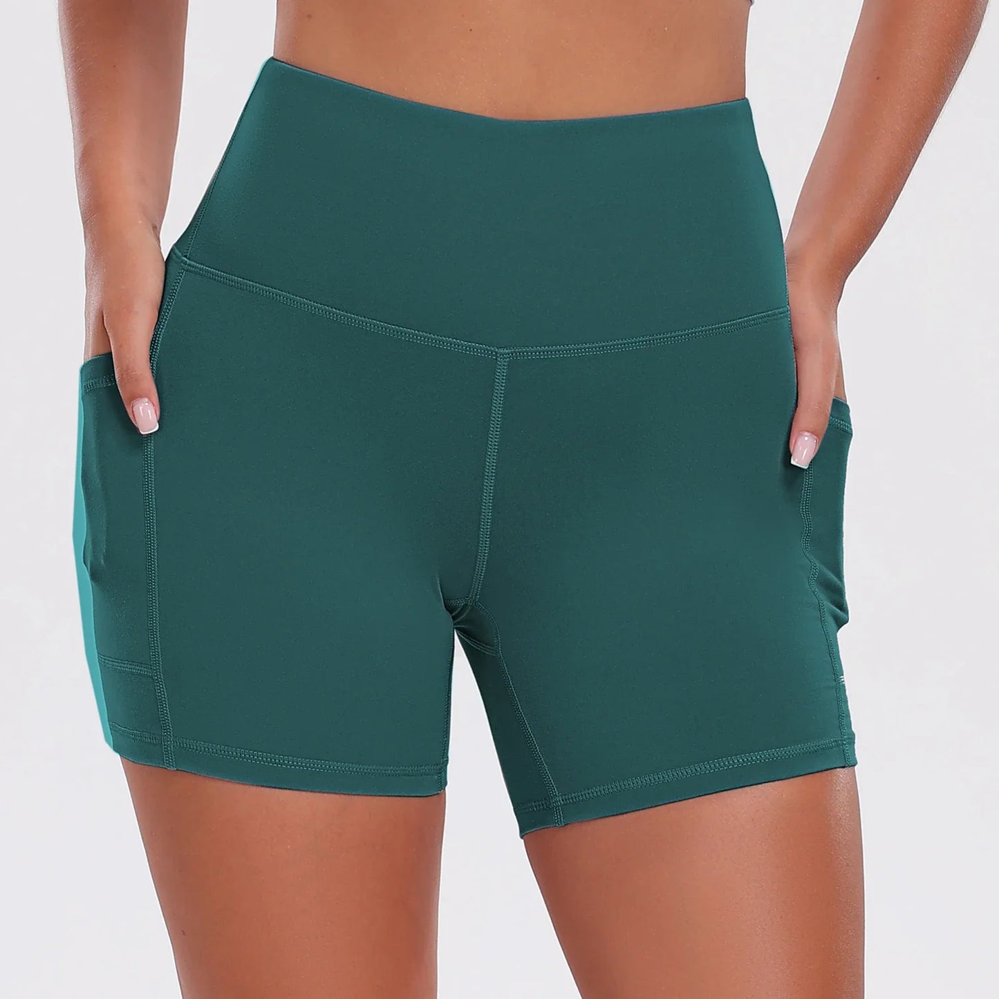 Women Shorts with Pockets Tummy Control Butt Lifting Cycling Tights Stretchy Slim Gym Sports Shorts Summer Casual Wear