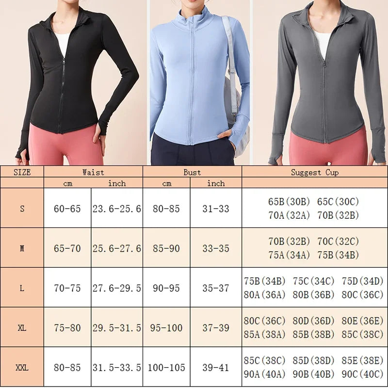 Winter Fitness Jacket Fleece Brushed Velvet Inner with Thumb Hole Gym Long Sleeve Shirt Elastic Stand Collar Jackets