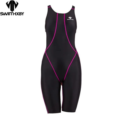 HXBY Professional Competition Knee Length Waterproof Chlorine Resistant Women's Swimwear Plus Size 5xl