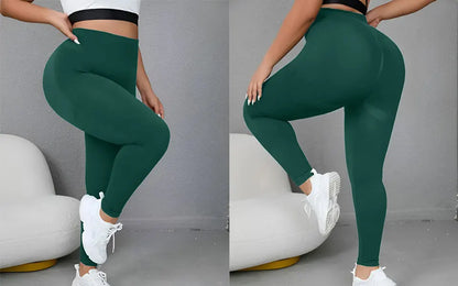 Plus Size Four-Way Stretch Hip-Covering High-Elastic Sports Yoga Fitness Women's High-Waisted Peach Butt Tight-Fitting Quick-Drying Slimming Look Seamless Pants