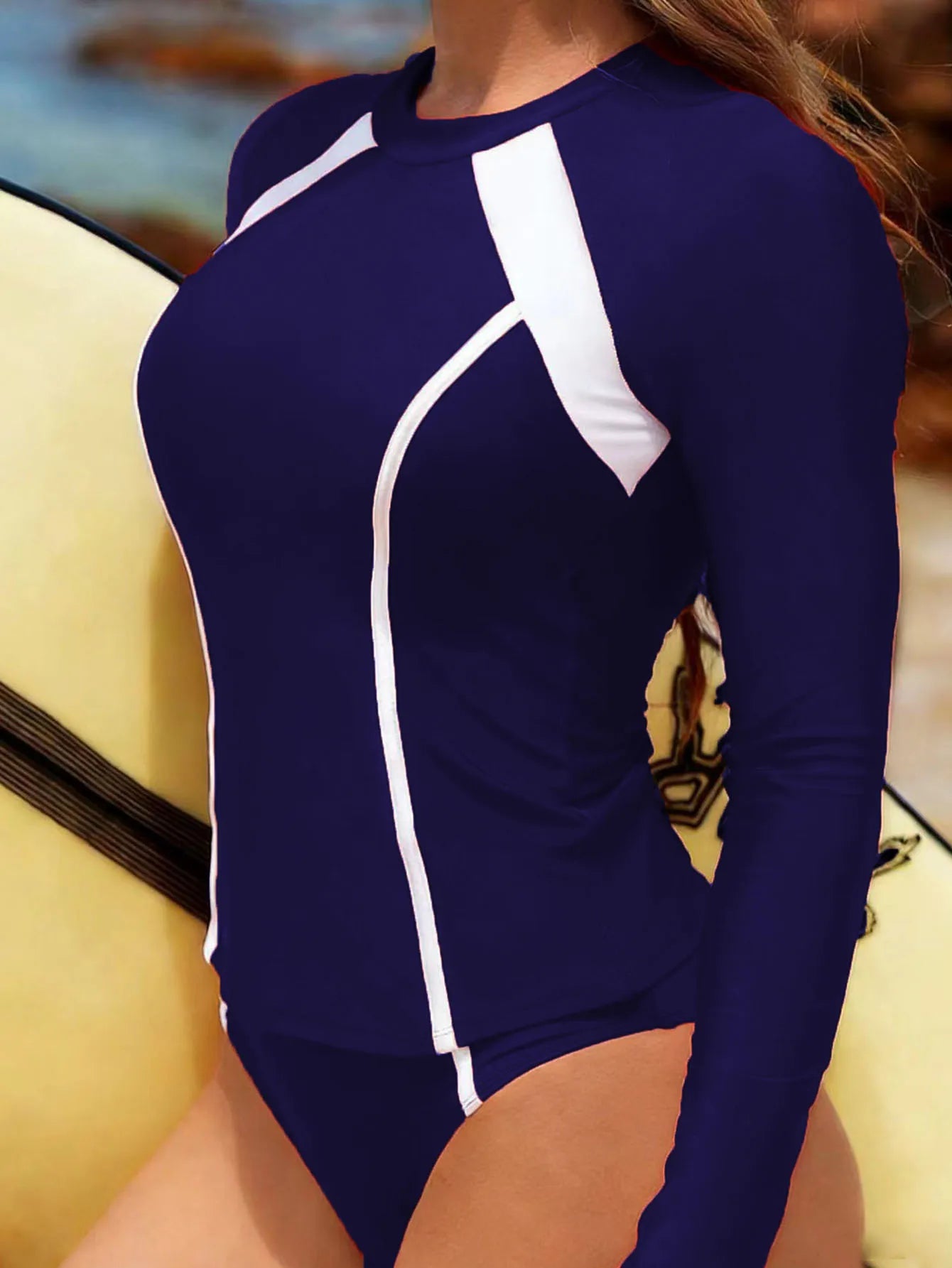 Rash Guard Long Sleeves Slim Swimsuit Women 2 Pieces Solid Swimwear Female Rush Guard Bathing Swimming Swim Surf Suit Beachwear XXL