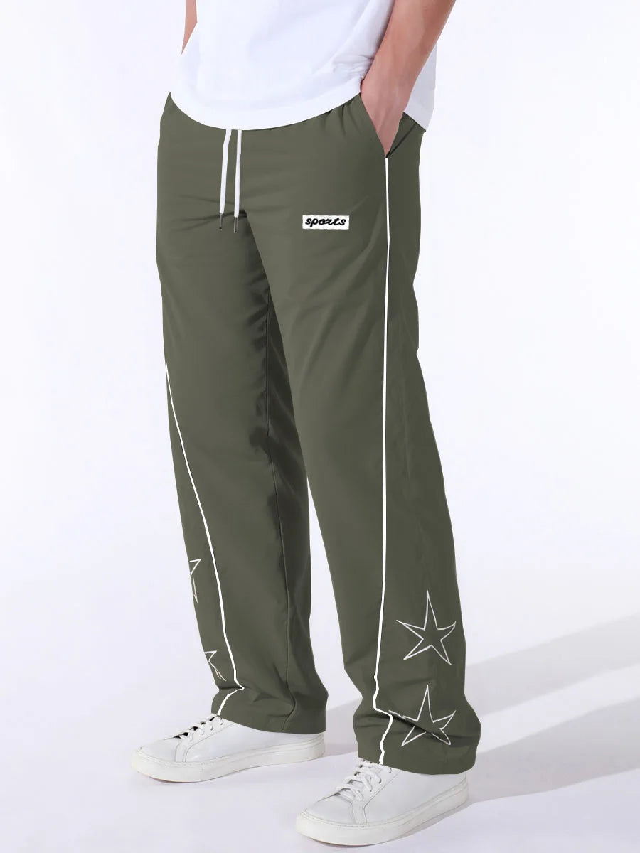 European American High Street Embroidered Pants for Men's Sports and Casual Trousers