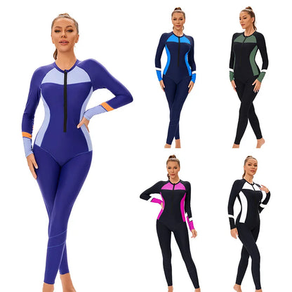 Women's Long Sleeve Swimwear, European Style, Full Coverage, Sun Protection & Slim Fit