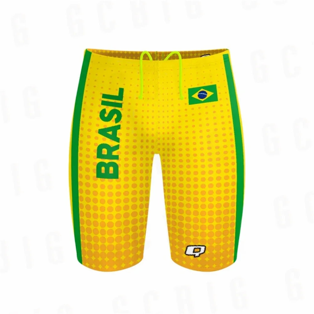 Summer Men's Swimming Trunks Racing Swim Jammers Swimsuit Surfing Shorts Quick-Drying Chlorine-Resistant Lycras Swim Shorts