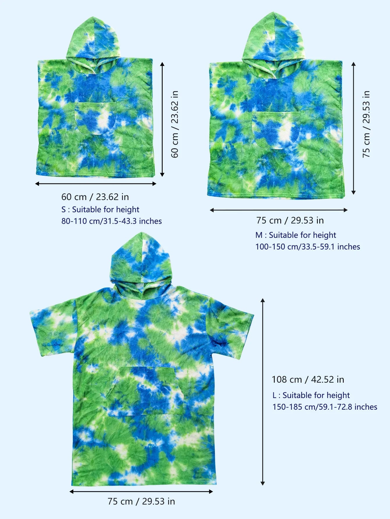 Tie-dye Quick-drying Hooded Bath Towel Beach Vacations Swimming Traveling Surfing Poncho for Adult Teenager Children bathrobe