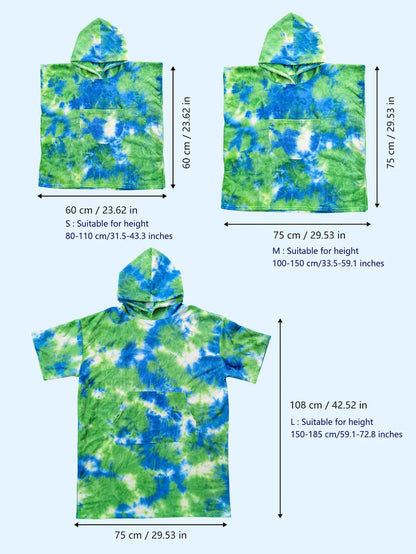 Tie-dye Quick-drying Hooded Bath Towel Beach Vacations Swimming Traveling Surfing Poncho for Adult Teenager Children bathrobe