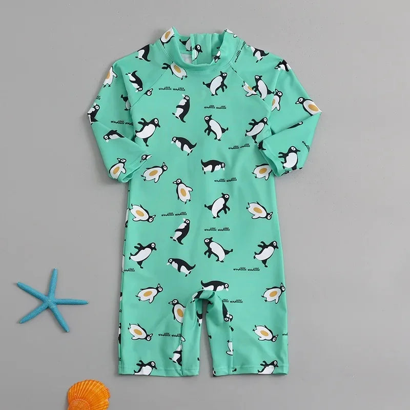 Children's One-Piece Swimsuit Quick-Drying Beachwear for Boys And Girls Baby Swimwear Sun Protection Hot Spring Swimming Costume