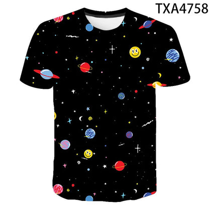 Cosmic Planet Space Galaxy 3d Printing Men's Ladies Children's Casual T-shirts Starry Cool Tops Fashion Street Light Sports