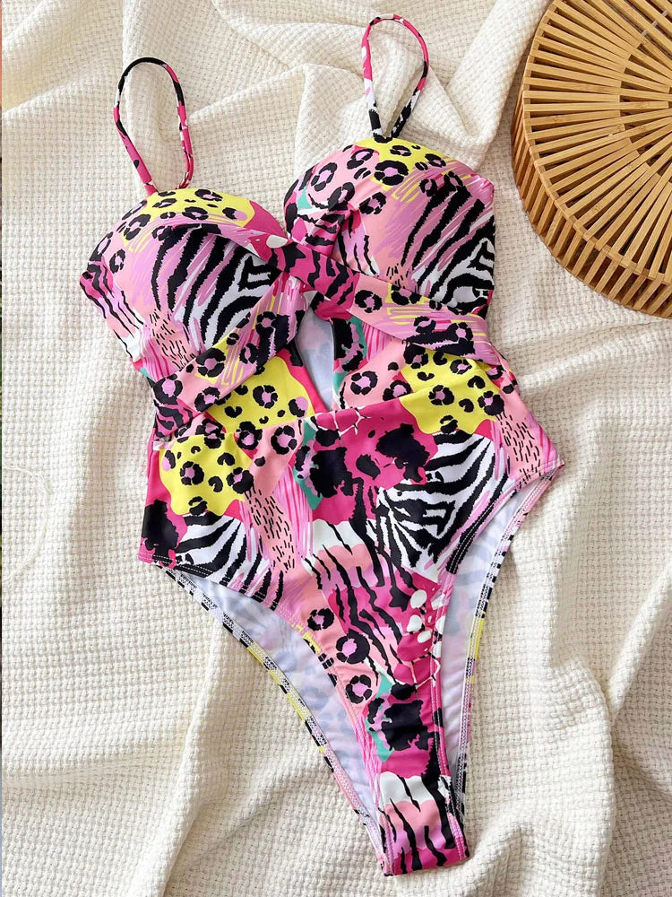 Thin Strapped Swimwear Women Cross Hollow One Piece Swimsuit Lady Monokini Brazilian Beach Bathing Suit