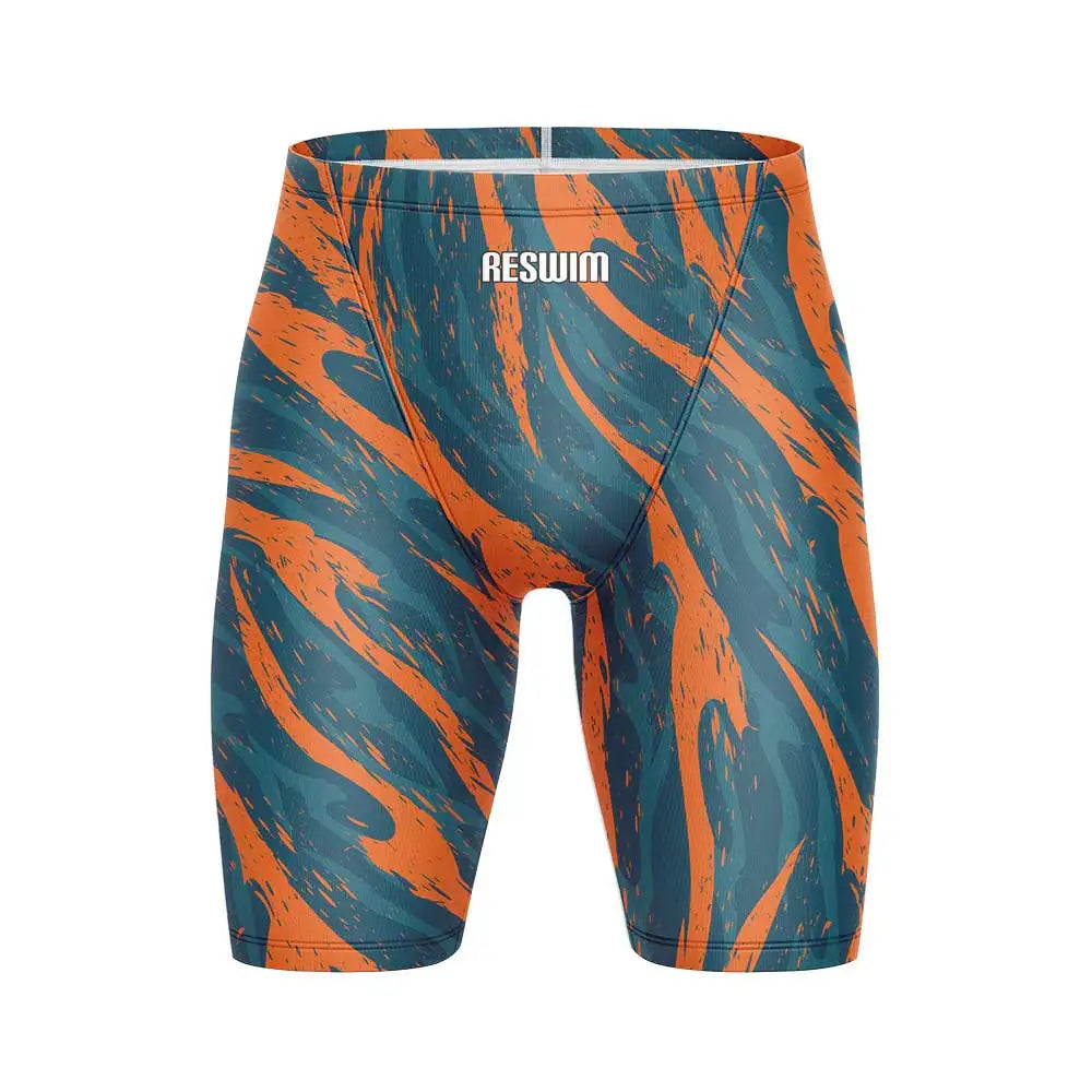 Mens Summer Swim Jammer Quick Dry Swimsuit Print Swimming Beach Tights Shorts Surfing Trunks Men's Swimwear Sports Training Pants