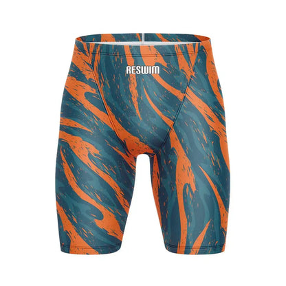 Mens Summer Swim Jammer Quick Dry Swimsuit Print Swimming Beach Tights Shorts Surfing Trunks Men's Swimwear Sports Training Pants