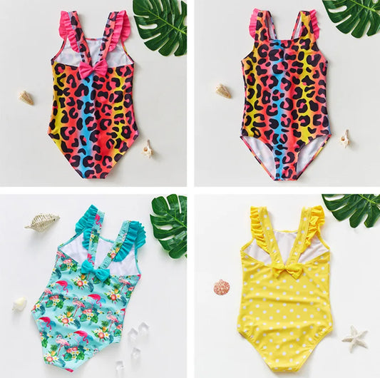Girls Kids One Pieces Swimsuit Beach Swimwear Bathing Suit Print Kids Girl Bikinis Bodysuit Summer