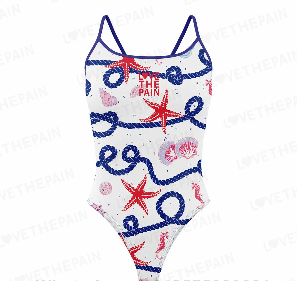 Love The Pain Leopard Print One Piece Swimsuit Thin Straps Versatile V-back Women's Swimwear Monokini Triathlon Swimsuit