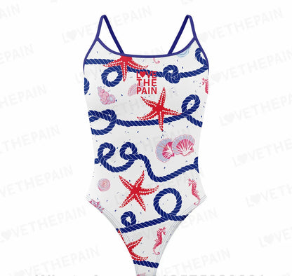 Love The Pain Leopard Print One Piece Swimsuit Thin Straps Versatile V-back Women's Swimwear Monokini Triathlon Swimsuit