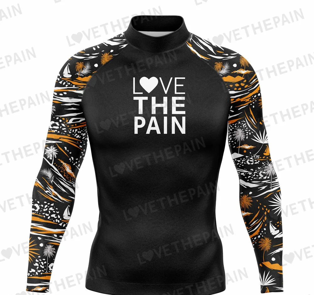 Men's Surfing T-shirt Sportswear Swimwear Long Sleeved Swimming Top UV Swimming Tight Rash Guard Surfing Swimsuit Rashguard
