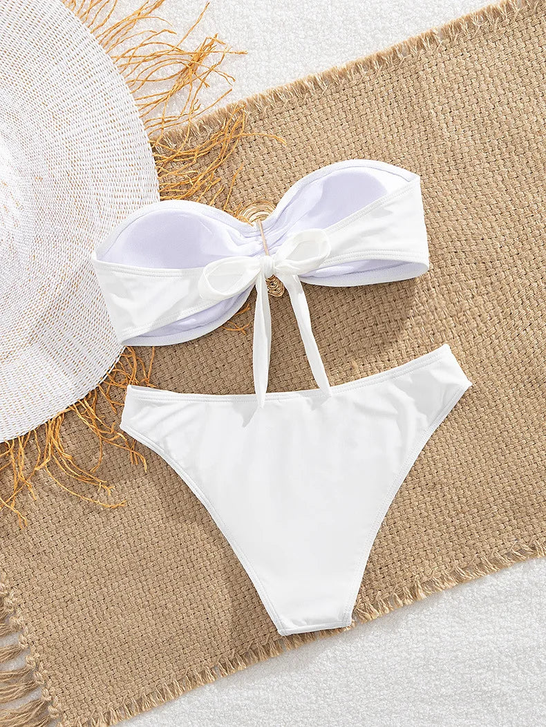 Seashell Bandeau Bikini Women Swimsuits Female Swimwear Thong Bikini Set Brazilian Biquini Swimming Suit Beachwear