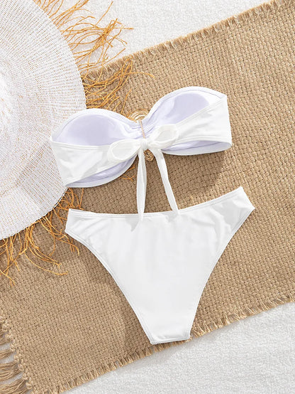 Seashell Bandeau Bikini Women Swimsuits Female Swimwear Thong Bikini Set Brazilian Biquini Swimming Suit Beachwear