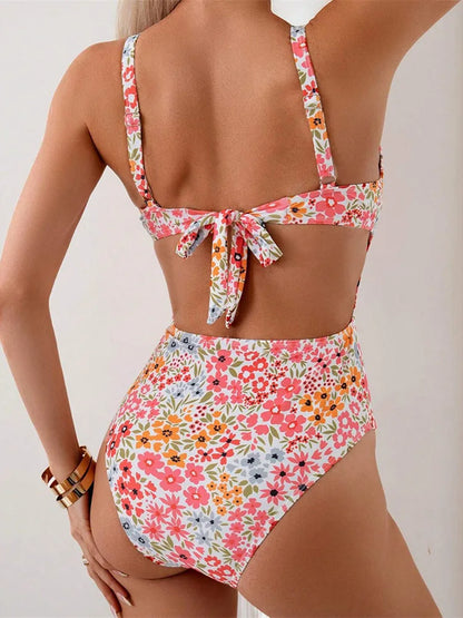 Swimwear Women One-Piece Swimsuit Woman Bodysuit Floral Print Swimming Suit Beach Wear Bathing Suit Monokini