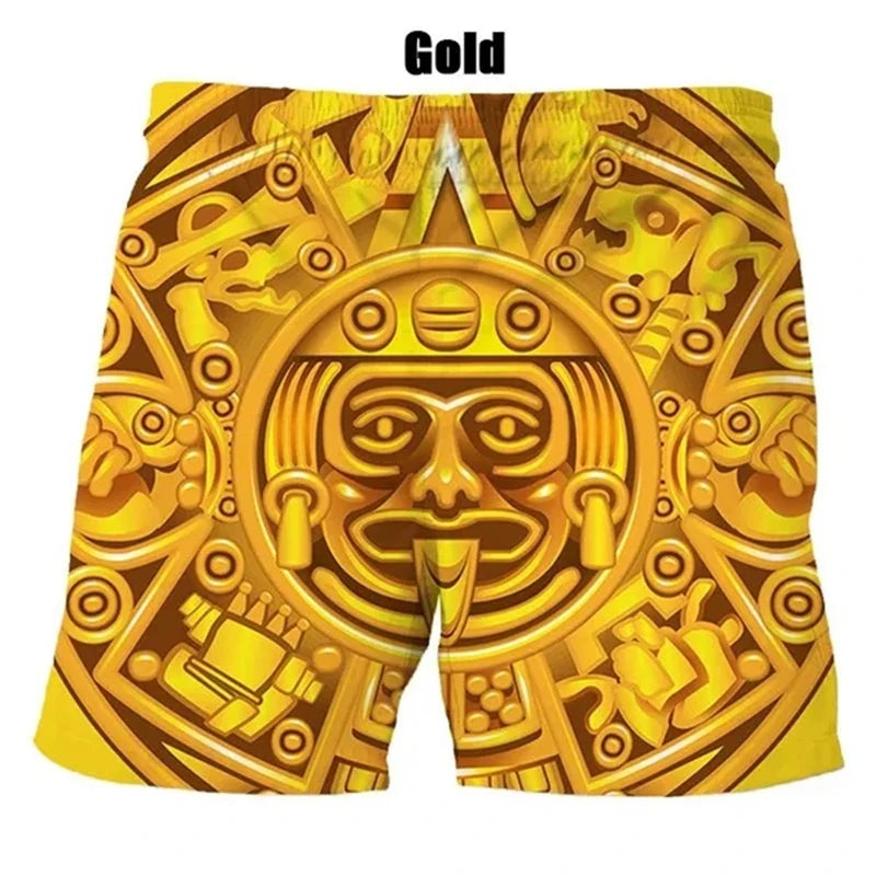 Men's & Boys' Aztec Calendar Print Board Shorts
