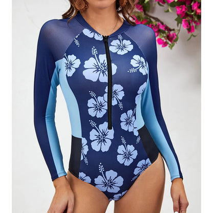 2023 Surfing Sport Swimsuit One Piece Long Sleeves Women Swimwear Skeleton Zipper High Quality Bath Suit Halloween Costumes
