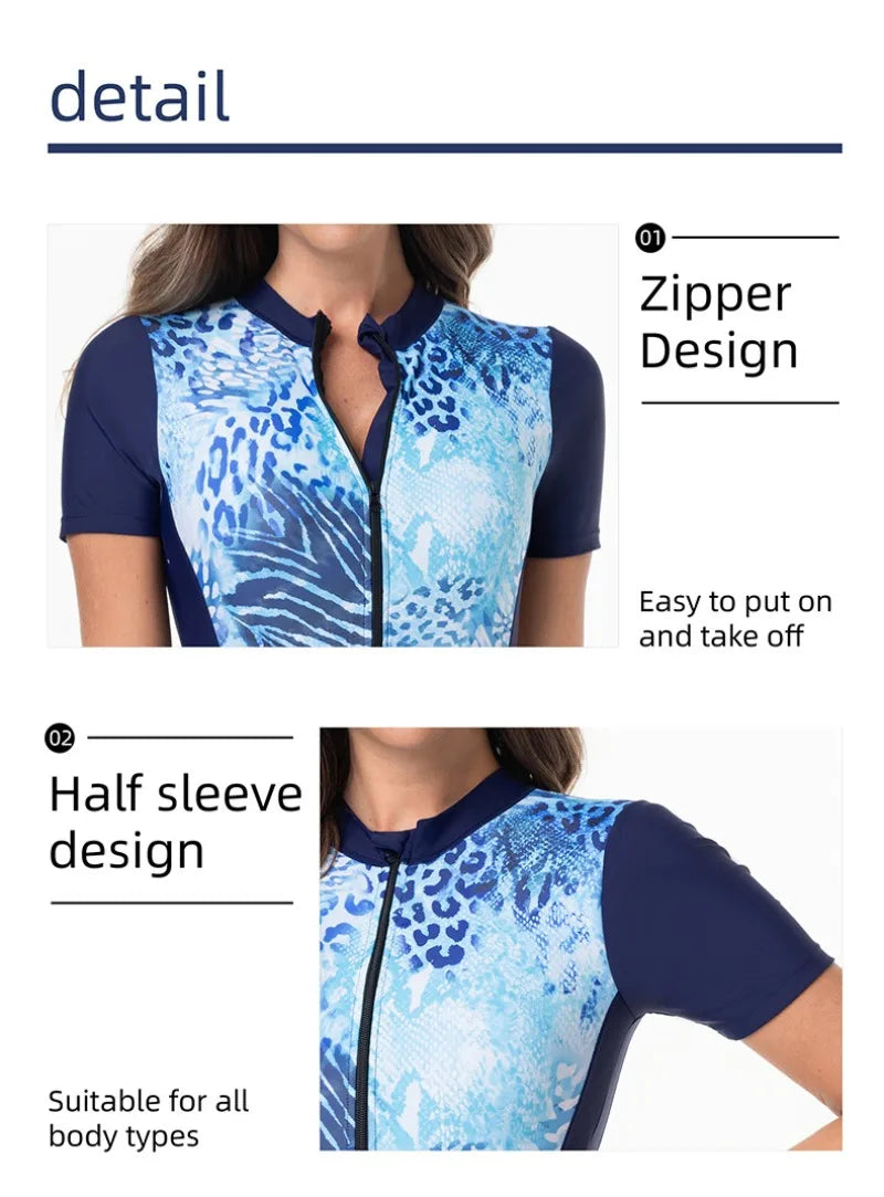 Rash Guard Swimsuits Women Onesies Printed Sports Women's Slim and Thin Surf Clothing Swimwear