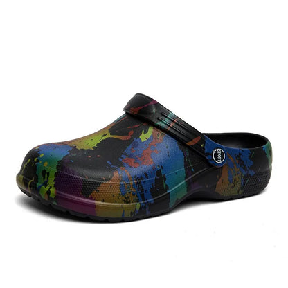 Summer Clogs Sandals For Men Soft EVA Waterproof Garden Shoes Fashion Printing Beach Slippers Soft Comfort House Slides