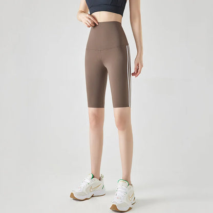 Stripe Side Double Stripe Cycling Shorts Women Sports Running Short Leggings High Waist Slim Fitness Biker Shorts