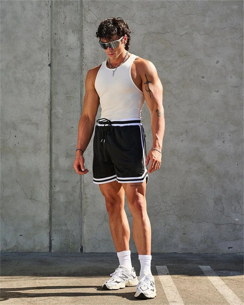 Men's double-decker Sports Shorts Mesh Quick Dry Loose Training Shorts men new Summer Fitness Joggers Casual Breathable Shorts