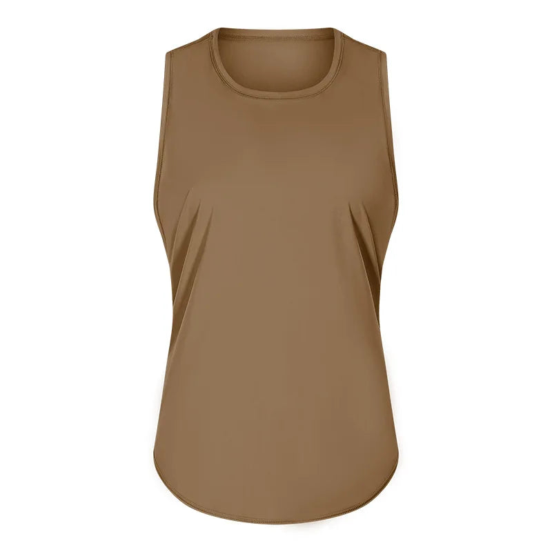 Women Summer  Open-Back Yoga Vest for  Loose-Fit and Moisture-Wicking Sleeveless   Running Fitness Shirt