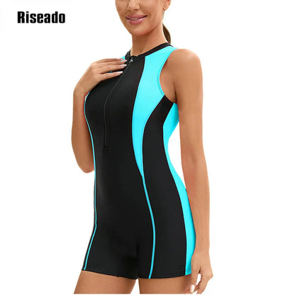 Riseado Female One Piece Korean Swimsuit abdomen control with Shorts Boyshort Sport Bathing Suit